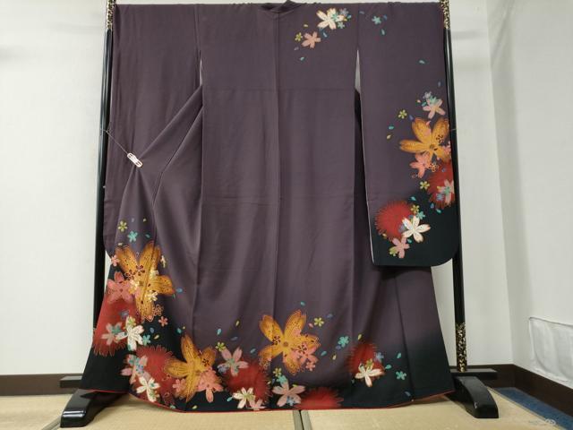 平和屋着物●豪華振袖　駒刺繍　舞桜花文　暈し染め　金彩　正絹　逸品　CAAW8223yc