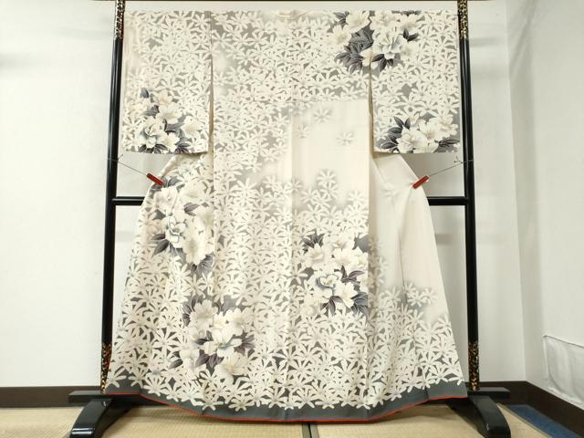 平和屋着物●訪問着　草花文　暈し染め　金彩　正絹　逸品　CAAW8238yc