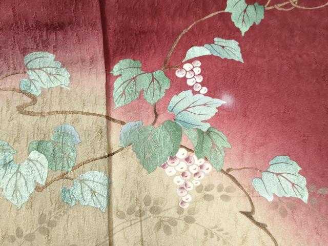 平和屋着物○訪問着 刺繍 葡萄 リス 暈し染め 金彩 やまと誂製
