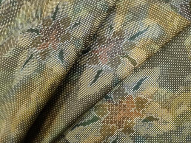 平和屋着物●本場大島紬　7マルキ　草花文　正絹　逸品　CAAW8269yc