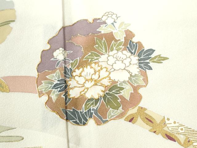 平和屋着物●訪問着　駒刺繍　鬘帯雪輪花蝶文　金彩　正絹　逸品　CABE2860yc 平和屋着物○訪問着 駒刺繍 鬘帯雪輪花蝶文 金彩 正絹 逸品 CABE2860yc