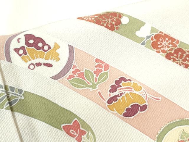 平和屋着物●訪問着　駒刺繍　鬘帯雪輪花蝶文　金彩　正絹　逸品　CABE2860yc 平和屋着物○訪問着 駒刺繍 鬘帯雪輪花蝶文 金彩 正絹 逸品 CABE2860yc