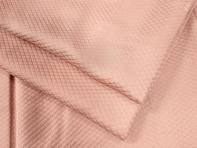 平和屋着物●上質な色無地　菱鹿の子地紋　薄紅色　正絹　逸品　CAAW8290yc