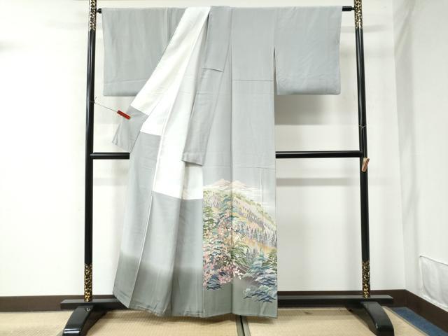 平和屋着物○十日町友禅作家 阿部佳雪 色留袖 遠山霞樹林文