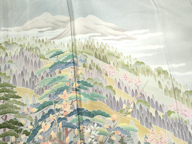 平和屋着物○十日町友禅作家 阿部佳雪 色留袖 遠山霞樹林文