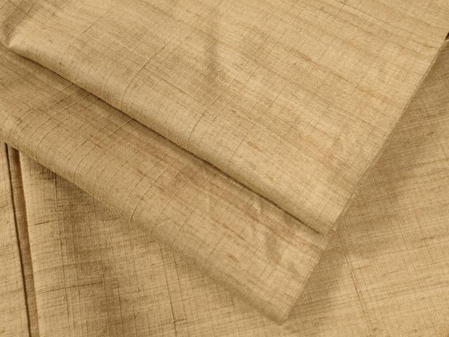 平和屋着物●結城紬　色無地　杏色　正絹　逸品　CAAW8322yc