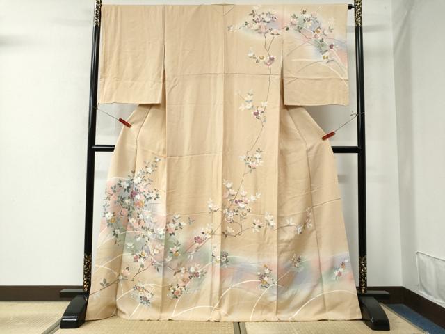 平和屋着物●訪問着　筏枝花文　暈し染め　金彩　ロング丈　正絹　逸品　CAAW8343yc