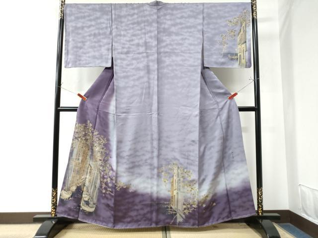 平和屋着物●螺鈿作家　甲斐泰造　訪問着　西洋風景文南天文　暈し染め　金彩　正絹　逸品　未使用　CAAW8376yc