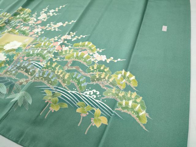平和屋着物○十日町友禅作家 阿部佳雪 色留袖 色紙群鶴浜松