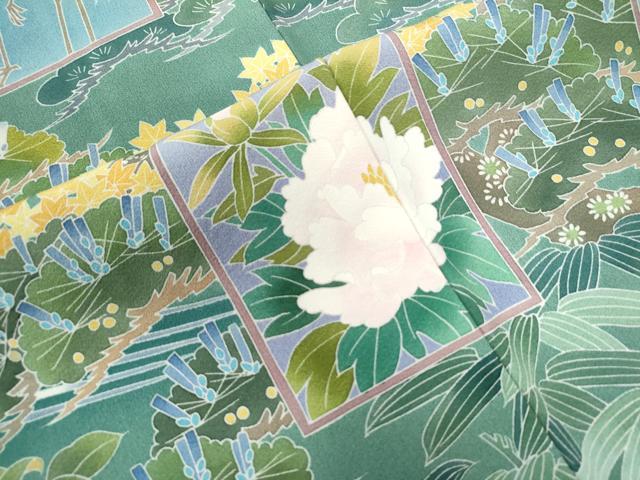 平和屋着物○十日町友禅作家 阿部佳雪 色留袖 色紙群鶴浜松