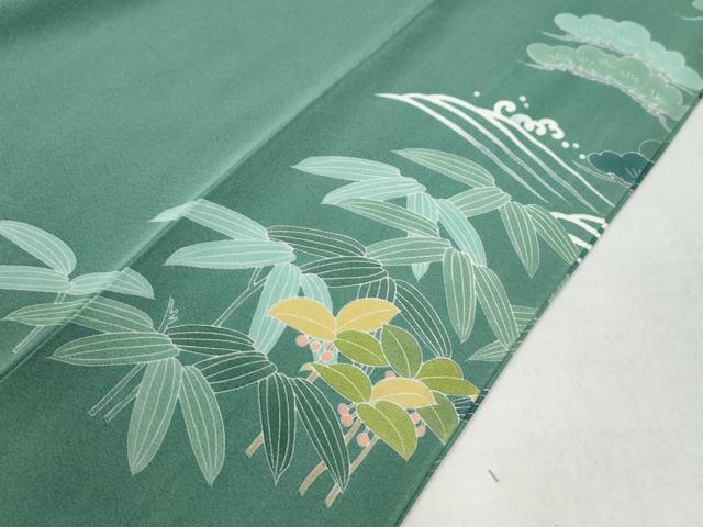 平和屋着物○十日町友禅作家 阿部佳雪 色留袖 色紙群鶴浜松