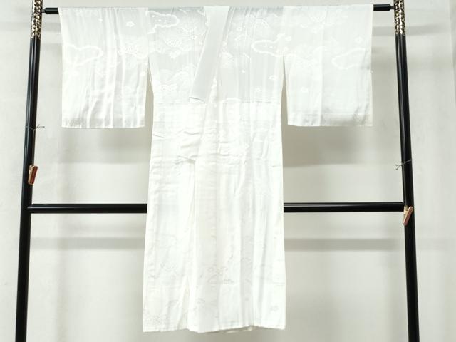 平和屋着物●長襦袢　無双仕立て　片輪車雲取り立波花地紋　洗える着物　CAAW8395yc