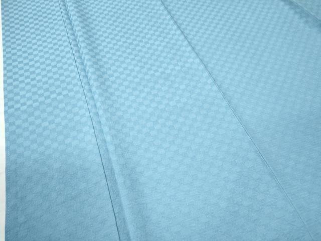 平和屋着物●上質な色無地　市松地紋　空色　ロング丈　正絹　逸品　CAAW8409yc 平和屋着物○上質な色無地 市松地紋 空色 ロング丈 正絹 逸品 CAAW8409yc