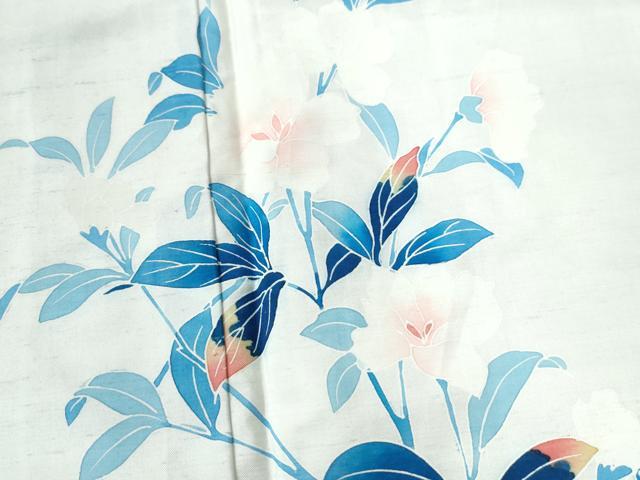 平和屋着物○訪問着 白山紬 友禅 作家物 枝花文 正絹 逸品