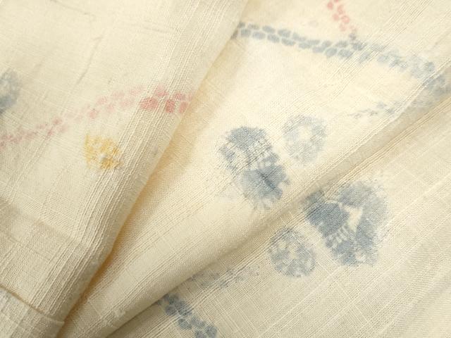 平和屋着物●生紬　絞り　枝花文　正絹　逸品　CAAW8412yc