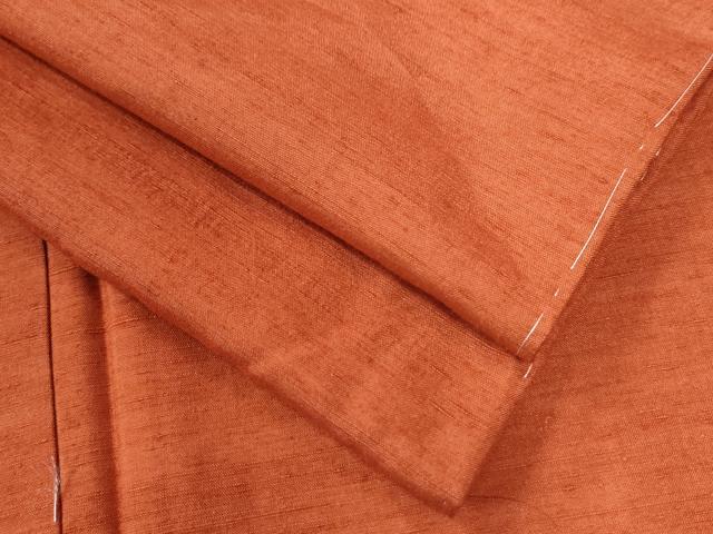 平和屋着物●結城紬　色無地　柿色　正絹　逸品　未使用　CAAW8416yc