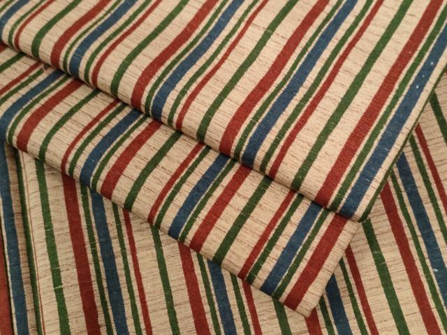 平和屋着物●上質な小紋　紬地　型染め　縞　正絹　逸品　CAAW8419yc