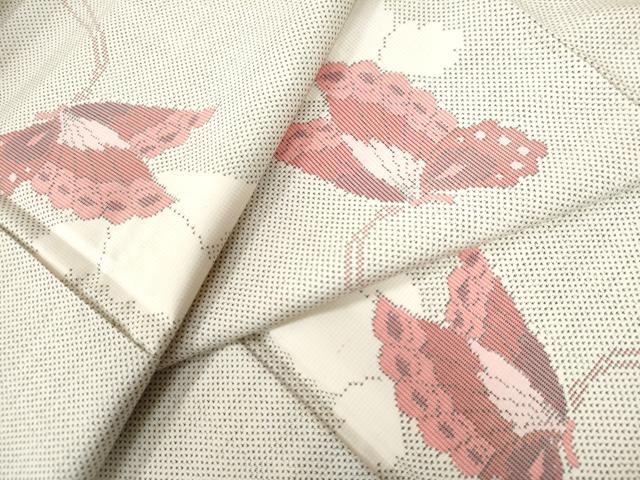 平和屋着物●本場大島紬　白大島　9マルキ　舞蝶文　ロング丈　正絹　逸品　未使用　CAAW8433yc