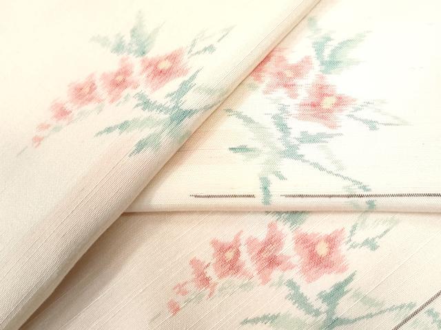 平和屋着物●上質な紬　枝花文　正絹　逸品　CAAW8434yc