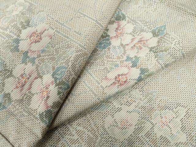 平和屋着物●本場大島紬　白大島　7マルキ　総絣　枝花文　正絹　逸品　CAAW8474yc