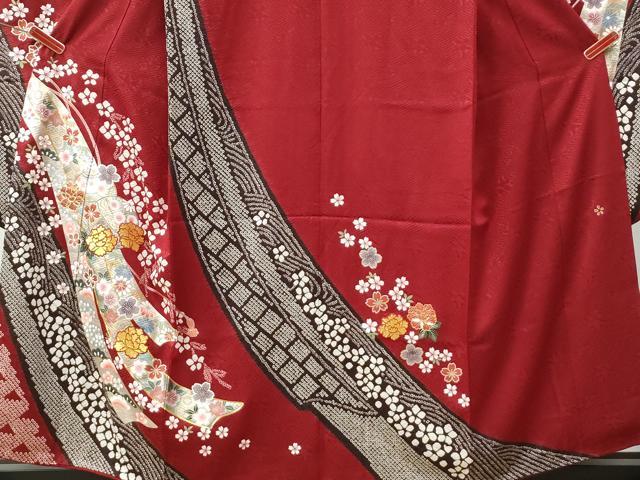 平和屋着物●豪華振袖・長襦袢セット　駒刺繍　絞り　熨斗吉祥毬牡丹花文　金彩　三越扱い　正絹　逸品　CAAW8486yc 平和屋着物○豪華振袖・長襦袢セット 駒刺繍 絞り 熨斗吉祥毬牡丹花