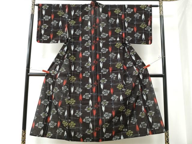 平和屋着物●久留米絣　単衣　矢羽花文　綿　逸品　CAAW8494yc 平和屋着物○久留米絣 単衣 矢羽花文 綿 逸品 CAAW8494yc