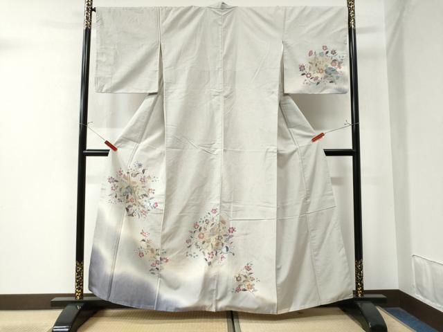 平和屋着物●訪問着　紬地　花鳥文　金彩　正絹　逸品　CAAW8499yc