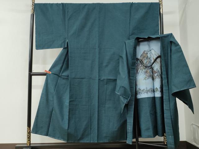 平和屋着物●男性　紬　アンサンブル　色無地　褐返色　正絹　逸品　未使用　CAAW8511yc