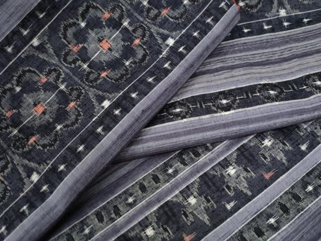 平和屋着物●上質な紬　横段吉祥文　正絹　逸品　未使用　CAAW8521yc