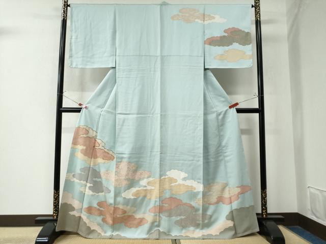 平和屋着物●訪問着　駒刺繍　雲重ね花鳥文　金彩　正絹　逸品　未使用　CAAW8547yc