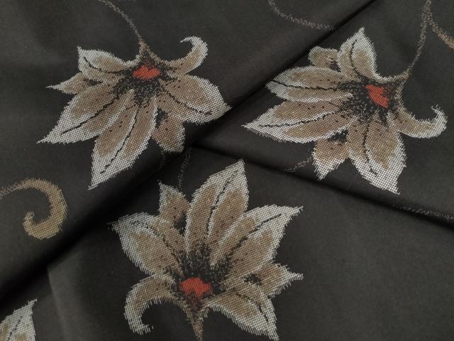 平和屋着物●本場大島紬　9マルキ　地空き　更紗花唐草文　正絹　逸品　CAAW8577yc