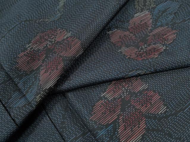 平和屋着物●本場大島紬　花唐草文　正絹　逸品　CAAW8594yc