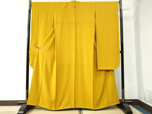 平和屋着物●豪華振袖　色無地　山吹色　正絹　逸品　CAAW8608yc