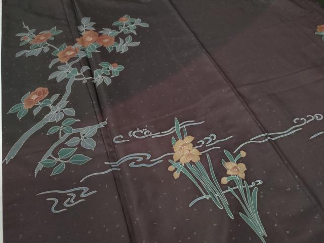 平和屋着物○訪問着 本場染大島紬 枝椿 正絹 逸品 未使用 CAAW8615yc