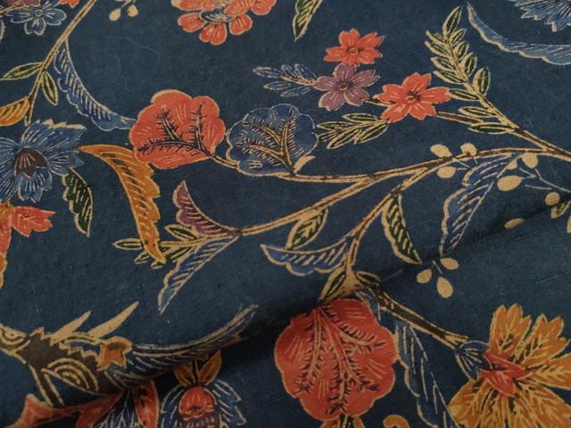 平和屋着物●上質な小紋　紬地　型染め　更紗花唐草文　正絹　逸品　未使用　CAAW8632yc 平和屋着物○上質な小紋 紬地 型染め 更紗花唐草文 正絹