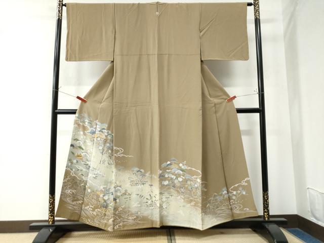 平和屋着物●豪華色留袖　立波籬松竹梅風景文　暈し染め　金彩　正絹　逸品　CAAW8637yc