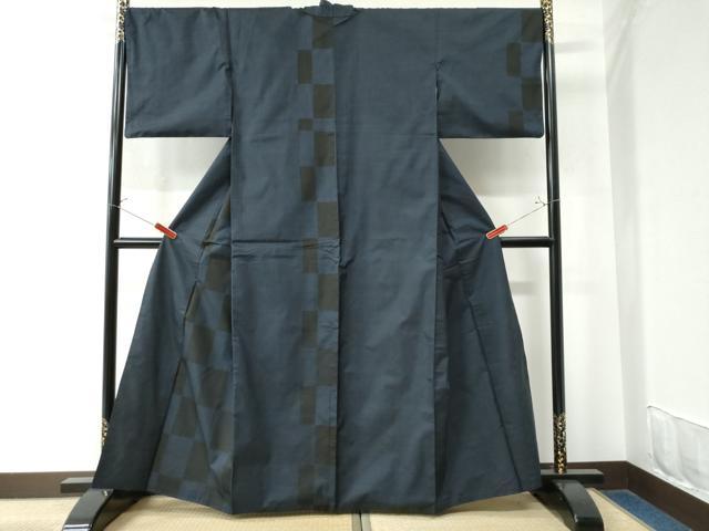 平和屋着物●本場大島紬　訪問着　7マルキ　市松文様　正絹　逸品　CAAW8647yc