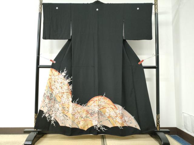 平和屋着物●豪華黒留袖　籬枝梅文　金彩　正絹　逸品　CAAW8680yc