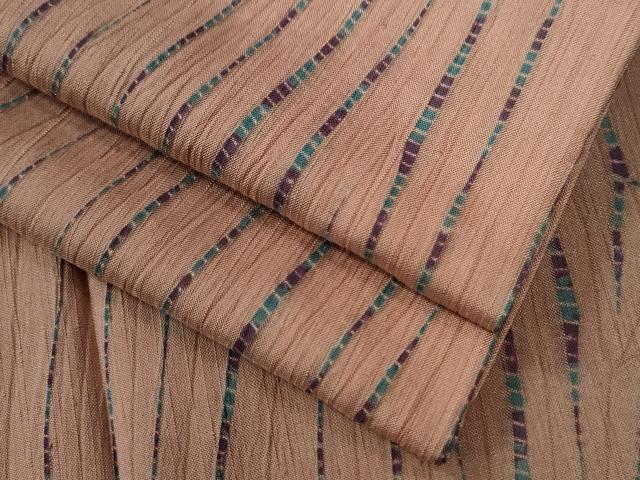 平和屋着物●上質な紬　杢目絞り　変わり縞　正絹　逸品　CAAW8742yc