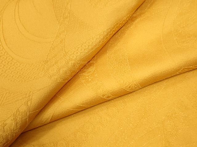 平和屋着物●上質な色無地　鬘帯吉祥地紋　柑子色　正絹　逸品　CAAW8760yc