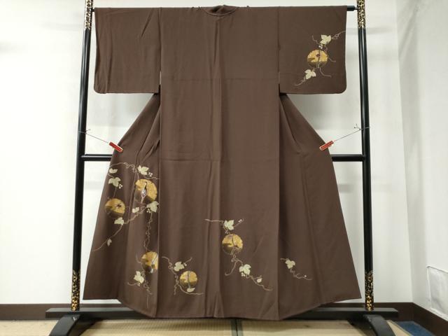 平和屋着物●訪問着　刺繍　蔦の葉雪輪鶴枝花文　金彩　正絹　逸品　CAAW8780yc