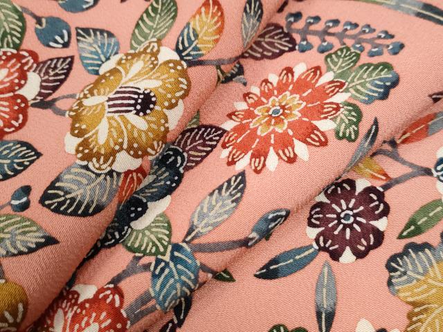 平和屋着物●上質な小紋　型染め　流水草花文　正絹　逸品　未使用　CAAW8789yc