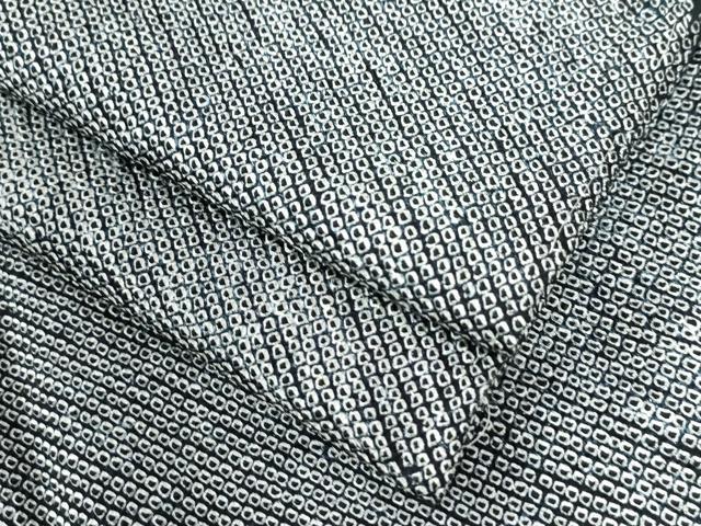 平和屋着物●大変加工の良い総絞り小紋　黒地　正絹　逸品　未使用　CAAW8794yc