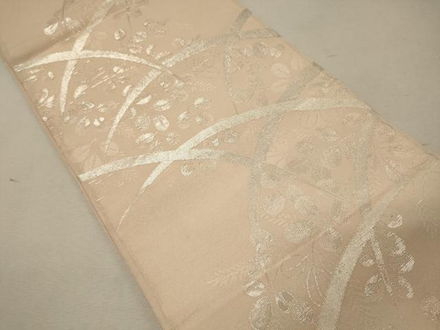 平和屋着物＊夏物 六通柄袋帯 芝草葉文 銀糸 正絹 逸品 CAAW8918oy