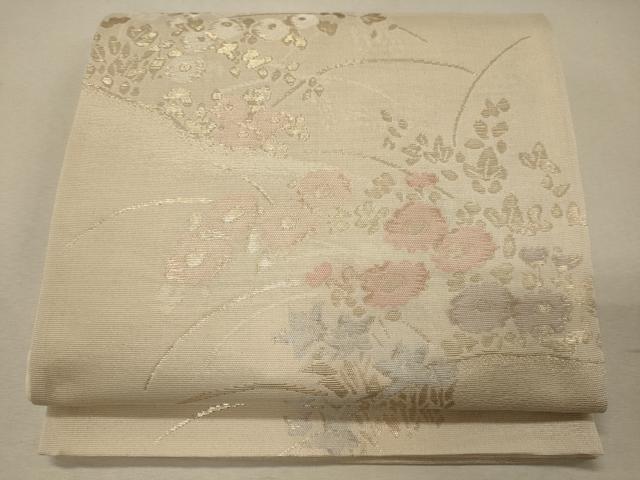 平和屋着物＊夏物　六通柄袋帯　草花文　金糸　正絹　逸品　CAAW8920oy