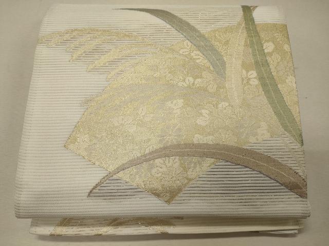 平和屋着物＊夏物　六通柄袋帯　地紙草花文　金糸　正絹　逸品　CAAW8929oy