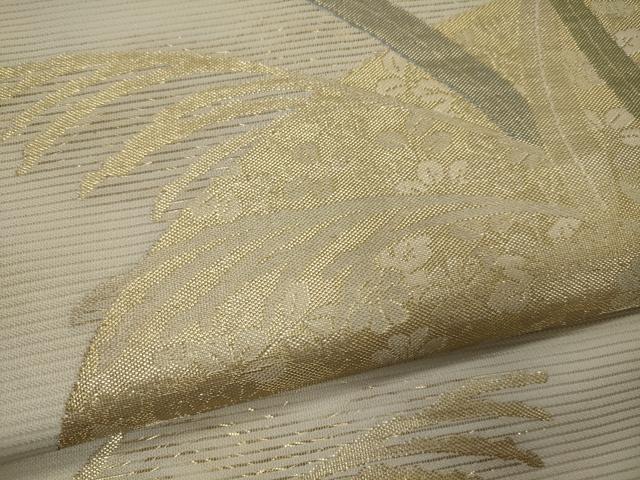 平和屋着物＊夏物　六通柄袋帯　地紙草花文　金糸　正絹　逸品　CAAW8929oy 平和屋着物＊夏物 六通柄袋帯 地紙草花文 金糸 正絹 逸品 CAAW8929oy
