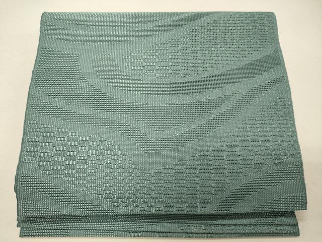 平和屋着物＊夏物　八寸名古屋帯　流線文　水浅葱色　化繊　CAAW8932oy