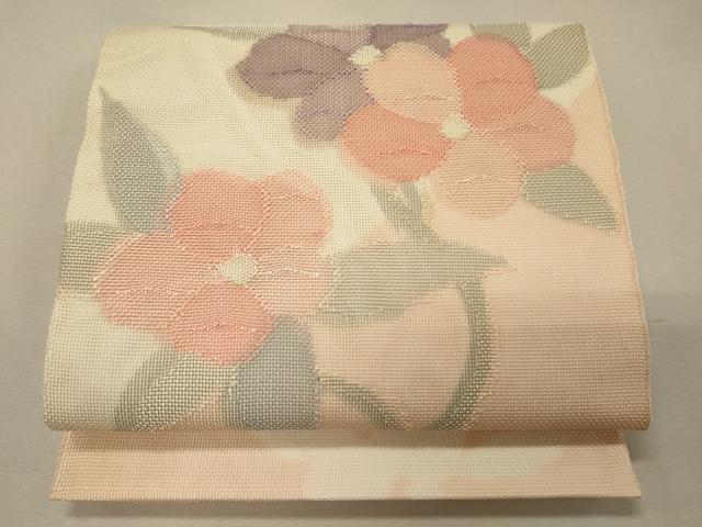 平和屋着物＊夏物　太鼓柄袋帯　草花文　正絹　逸品　CAAW8957oy