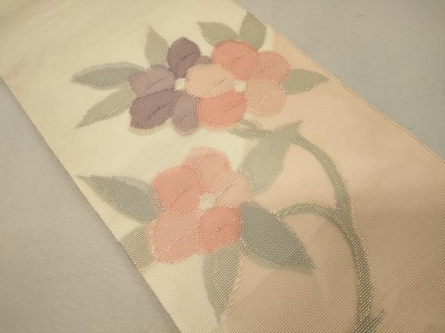 平和屋着物＊夏物 太鼓柄袋帯 草花文 正絹 逸品 CAAW8957oy 袋帯